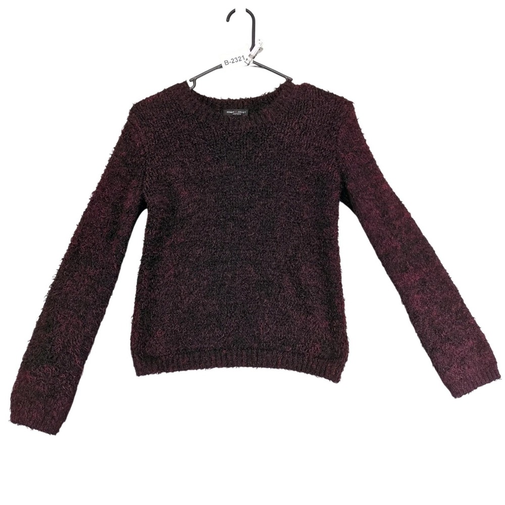 Romeo + Juliet Couture Burgundy Pullover Sweater Womens M Fuzzy Stretch Y2K Goth